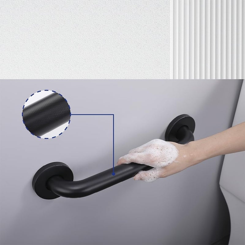 JAKARDA 2pack Textured Handicap Grab Bar for Shower, Shower Handles for Elderly, Shower Grab Bars for Seniors with Concealed Screws (Black) - Image 2